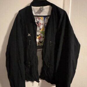 Vintage 80s 90s puma soccer balls wind breaker black jacket
